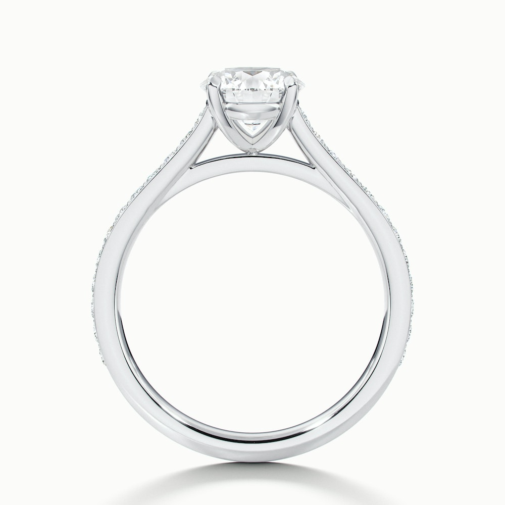 Mira 2 Carat Round Solitaire Pave Moissanite Engagement Ring in 18k White Gold