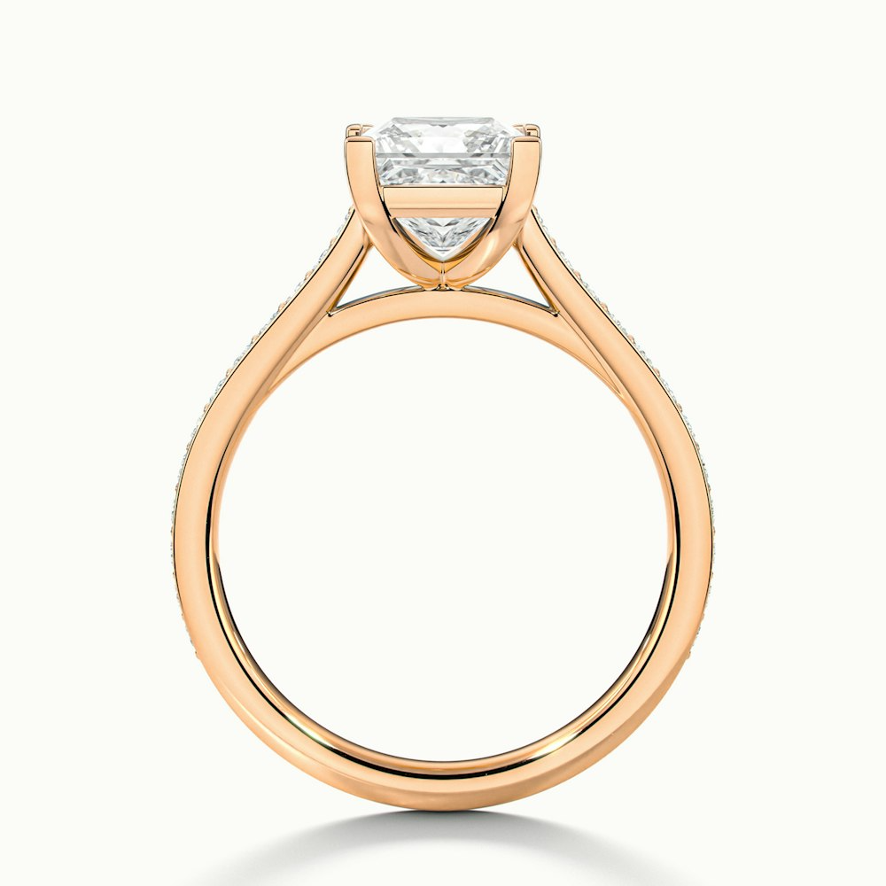 Ava 1 Carat Princess Cut Solitaire Pave Moissanite Engagement Ring in 18k Rose Gold