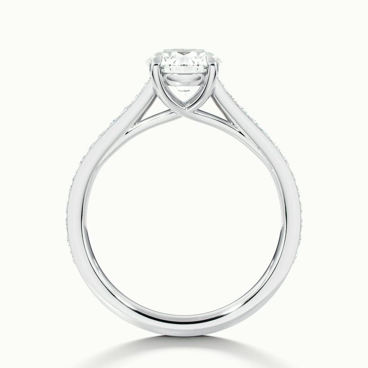 Elma 3 Carat Round Solitaire Pave Lab Grown Diamond Ring in 10k White Gold