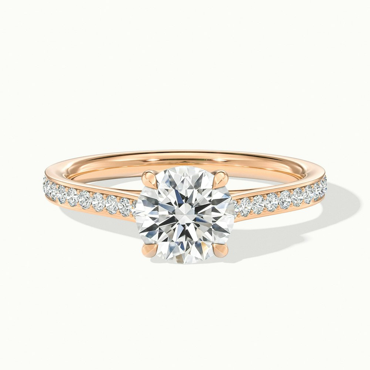 Kate 2 Carat Round Solitaire Pave Moissanite Engagement Ring in 10k Rose Gold