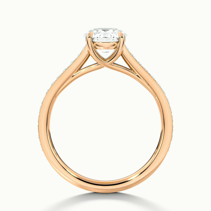 Kate 3 Carat Round Solitaire Pave Moissanite Engagement Ring in 18k Rose Gold