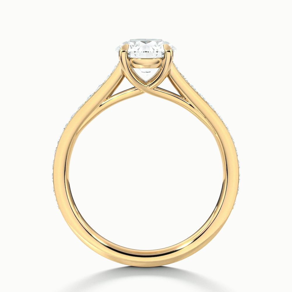 Elma 1.5 Carat Round Solitaire Pave Lab Grown Diamond Ring in 10k Yellow Gold