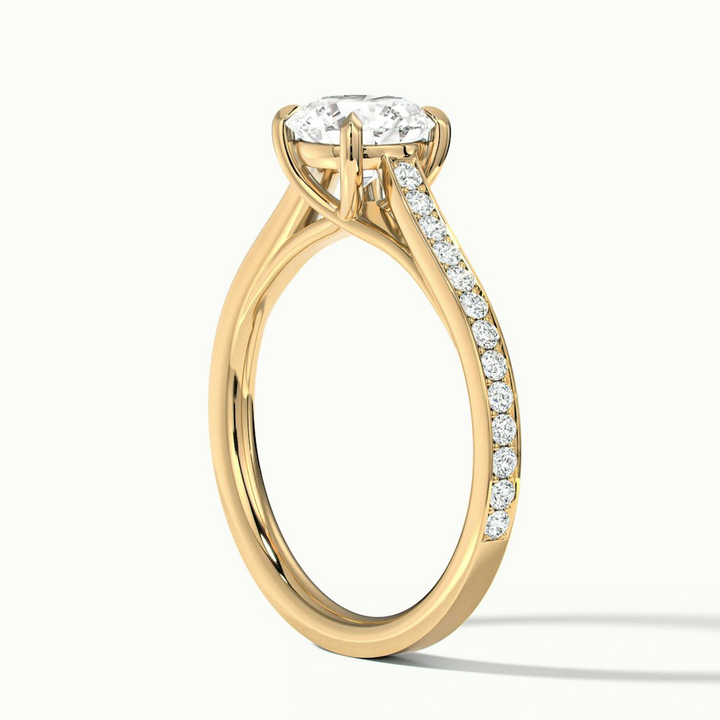 Elma 1.5 Carat Round Solitaire Pave Lab Grown Diamond Ring in 10k Yellow Gold