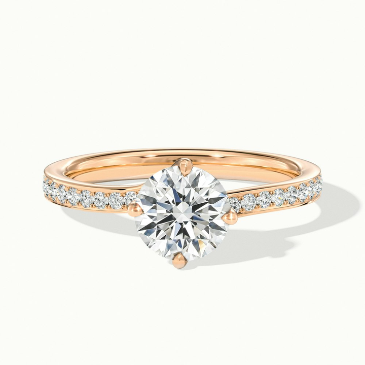 Enni 2 Carat Round Solitaire Pave Lab Grown Diamond Ring in 10k Rose Gold