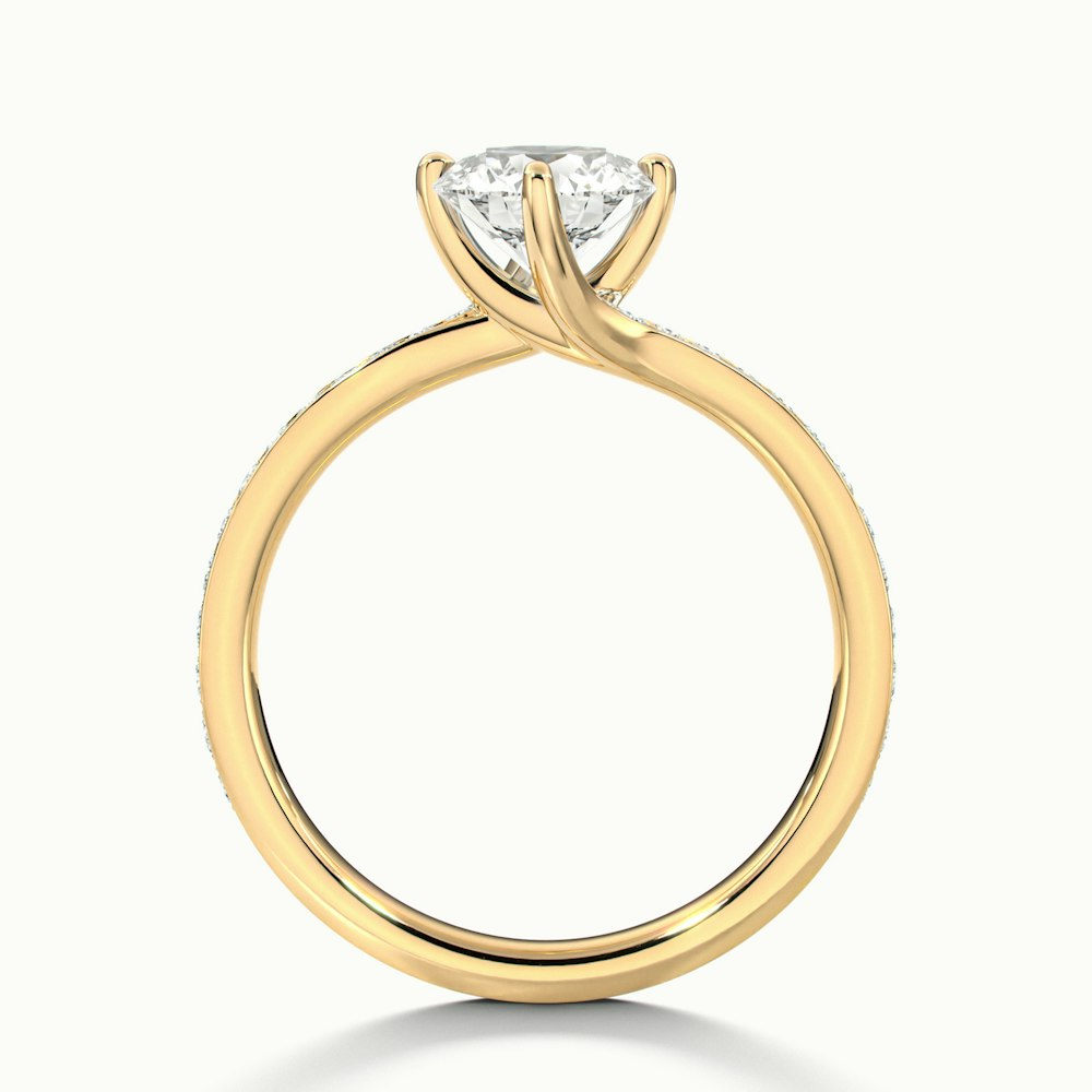 Enni 1.5 Carat Round Solitaire Pave Lab Grown Diamond Ring in 10k Yellow Gold