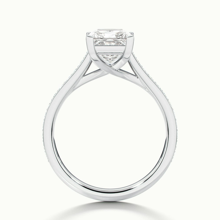 Asta 1 Carat Princess Cut Solitaire Pave Lab Grown Diamond Ring in 14k White Gold