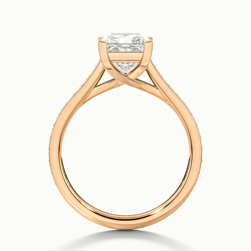 Asta 5 Carat Princess Cut Solitaire Pave Lab Grown Diamond Ring in 18k Rose Gold