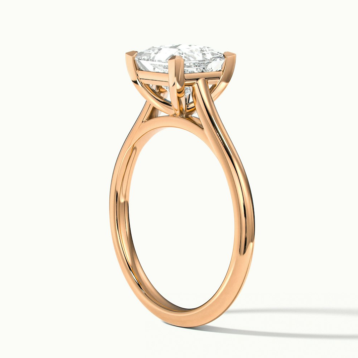 Lux 3 Carat Princess Cut Solitaire Moissanite Engagement Ring in 18k Rose Gold
