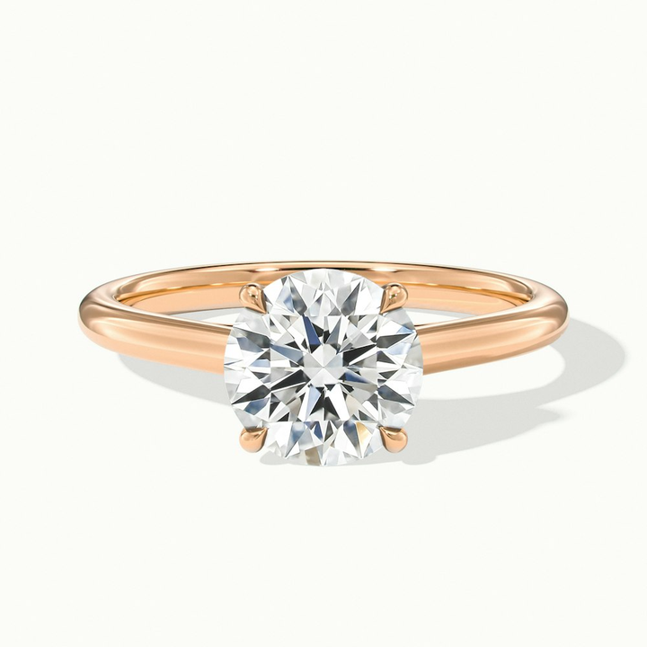 Elena 3.5 Carat Round Solitaire Lab Grown Diamond Ring in 10k Rose Gold