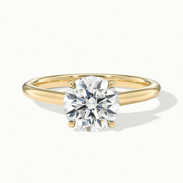 Elena 3 Carat Round Solitaire Lab Grown Diamond Ring in 10k Yellow Gold