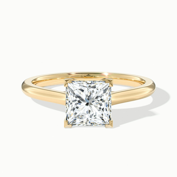 Amaya 2 Carat Princess Cut Solitaire Lab Grown Diamond Ring in 10k Yellow Gold