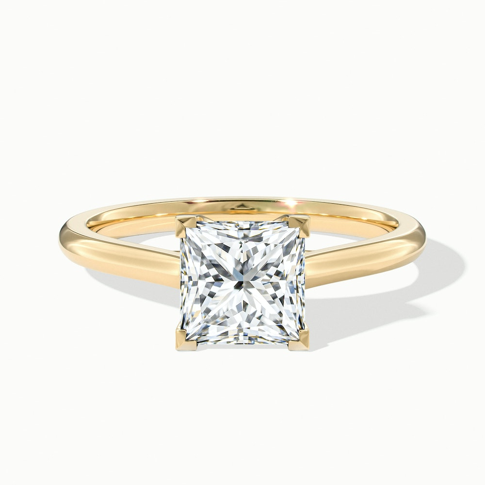 Amaya 1.5 Carat Princess Cut Solitaire Lab Grown Diamond Ring in 18k Yellow Gold