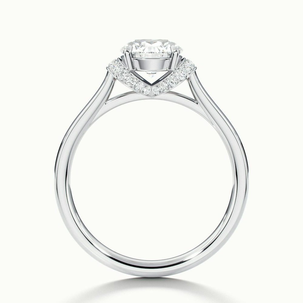 Lux 3 Carat Round Solitaire Garland Pave Lab Grown Engagement Ring in 10k White Gold