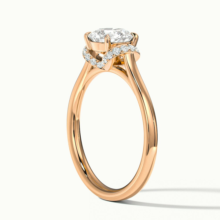 Lux 2 Carat Round Solitaire Garland Pave Lab Grown Engagement Ring in 10k Rose Gold
