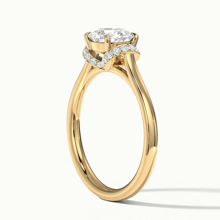 Lux 1.5 Carat Round Solitaire Garland Pave Lab Grown Engagement Ring in 10k Yellow Gold