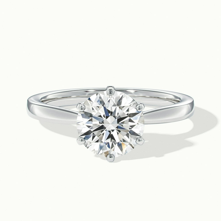 Amy 1 Carat Round Solitaire Lab Grown Diamond Ring in 14k White Gold