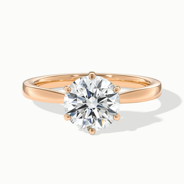 Elle 2 Carat Round Solitaire Moissanite Engagement Ring in 10k Rose Gold