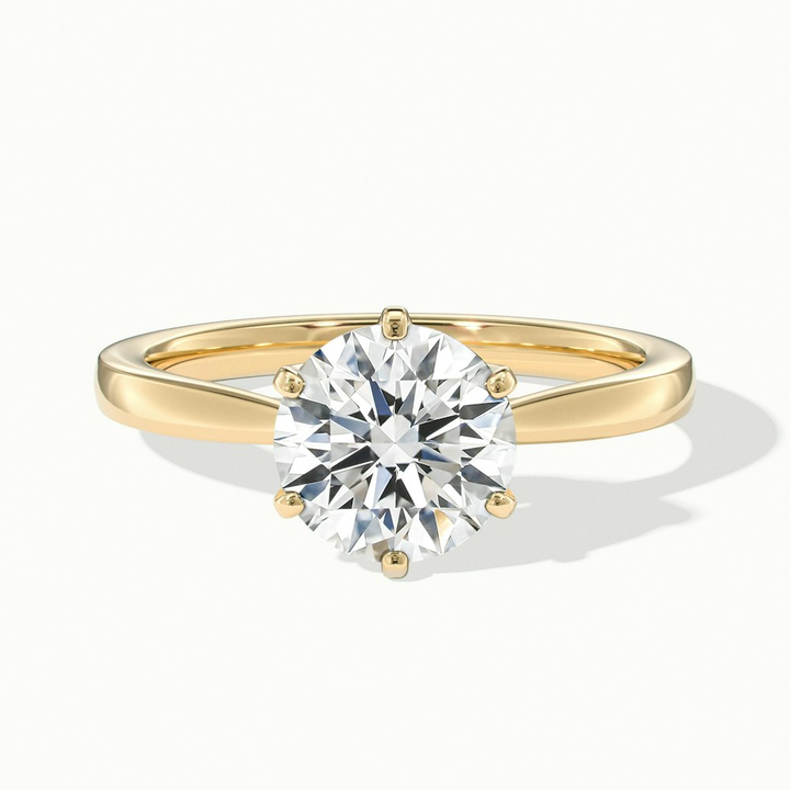Amy 5 Carat Round Solitaire Lab Grown Diamond Ring in 14k Yellow Gold