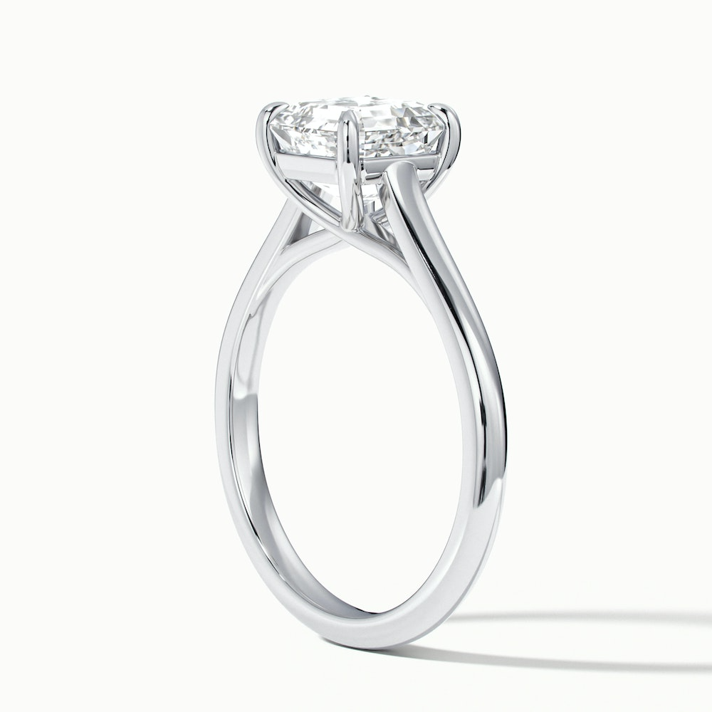 April 3 Carat Asscher Cut Solitaire Lab Grown Diamond Ring in 10k White Gold