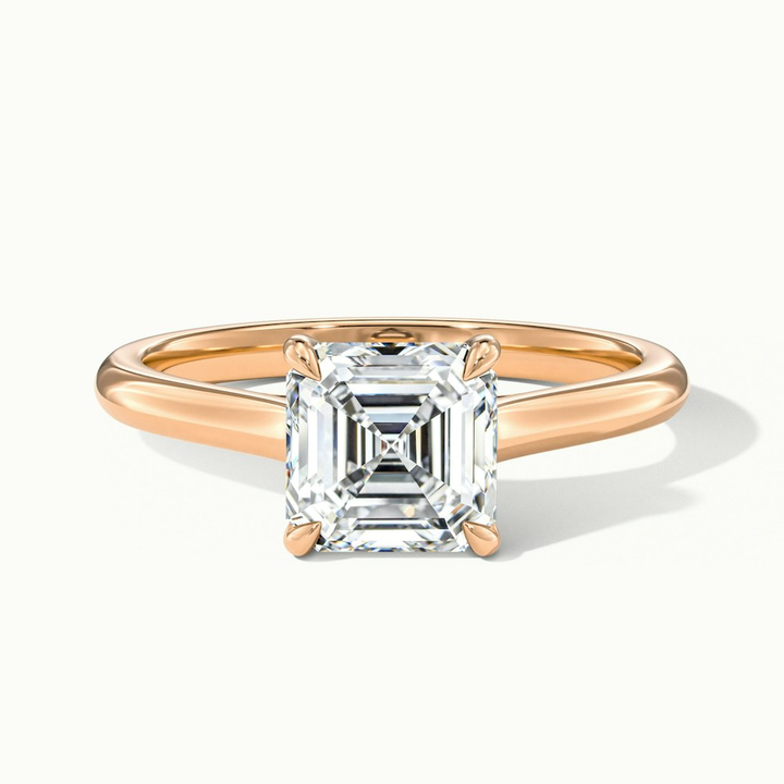 Ada 3 Carat Asscher Cut Solitaire Moissanite Engagement Ring in 18k Rose Gold