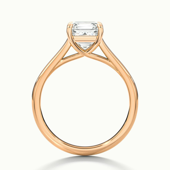 April 3.5 Carat Asscher Cut Solitaire Lab Grown Diamond Ring in 10k Rose Gold