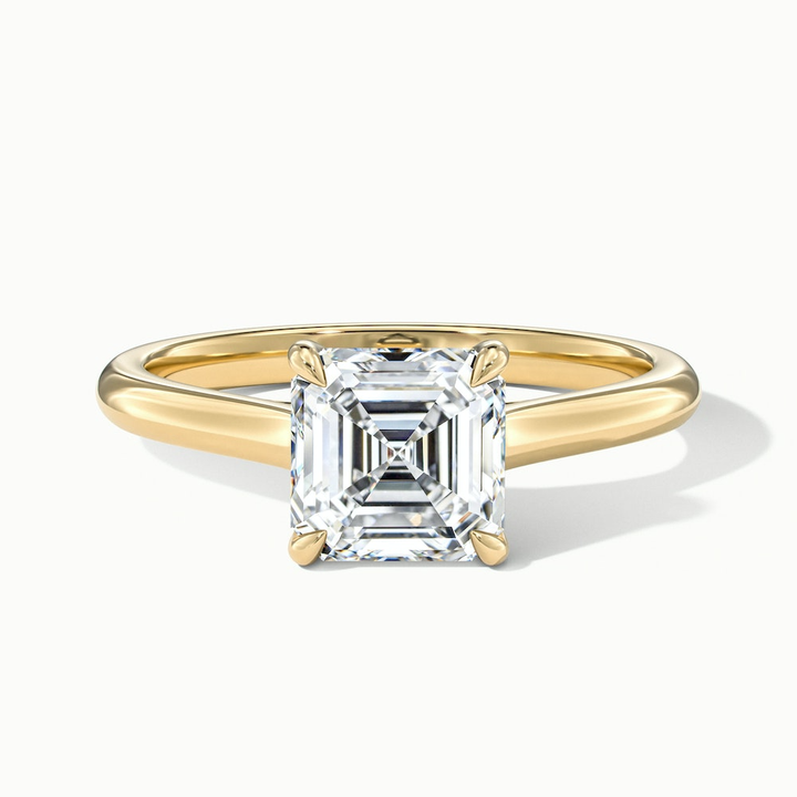 April 5 Carat Asscher Cut Solitaire Lab Grown Diamond Ring in 14k Yellow Gold