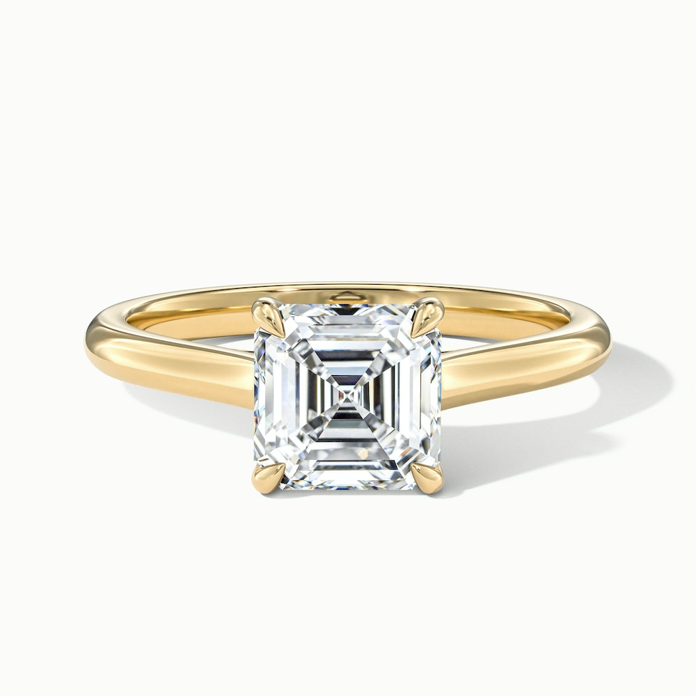 Ada 2 Carat Asscher Cut Solitaire Moissanite Engagement Ring in 10k Yellow Gold