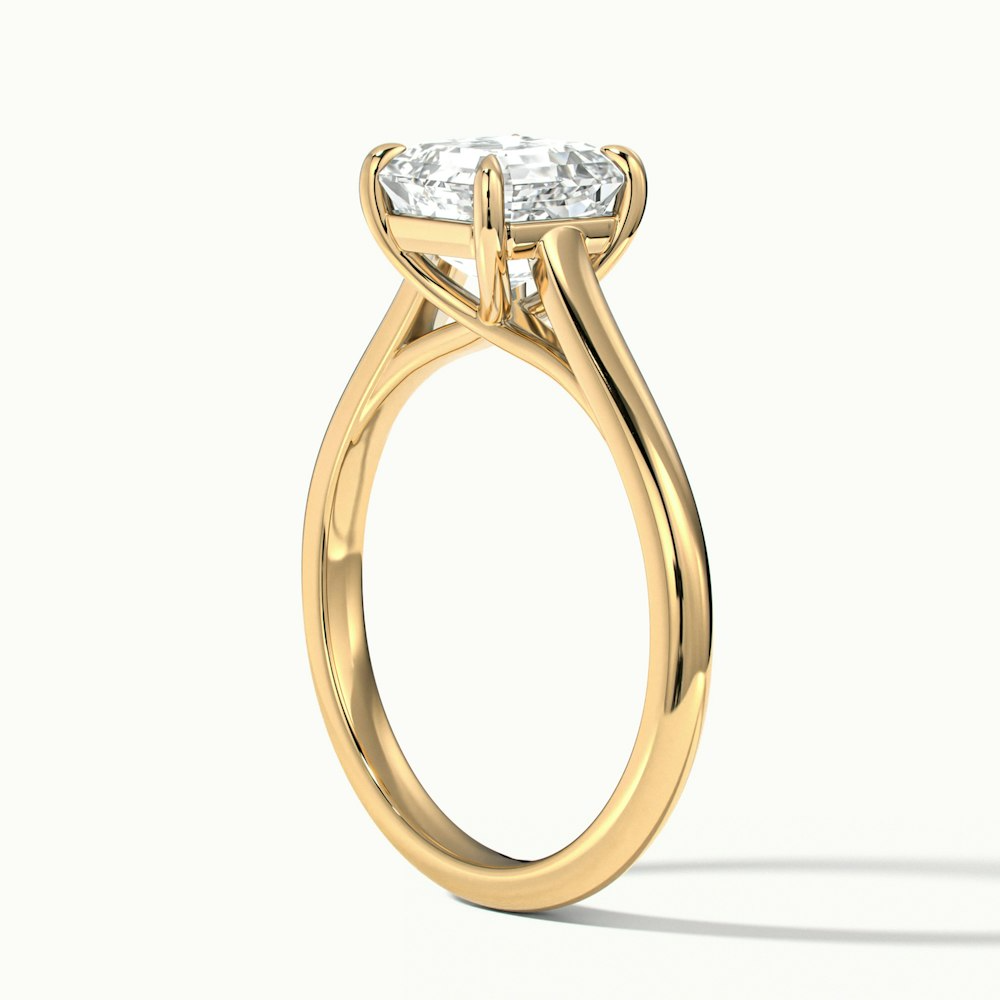 April 5 Carat Asscher Cut Solitaire Lab Grown Diamond Ring in 14k Yellow Gold