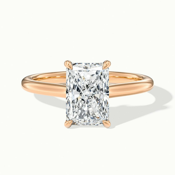 Alia 2 Carat Radiant Cut Solitaire Moissanite Engagement Ring in 10k Rose Gold
