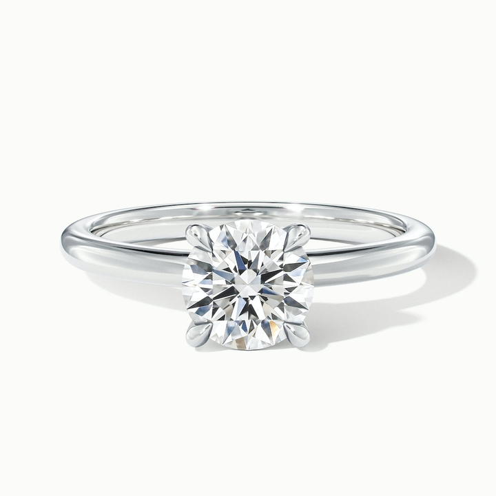 Diana 1 Carat Round Solitaire Lab Grown Diamond Ring in 14k White Gold