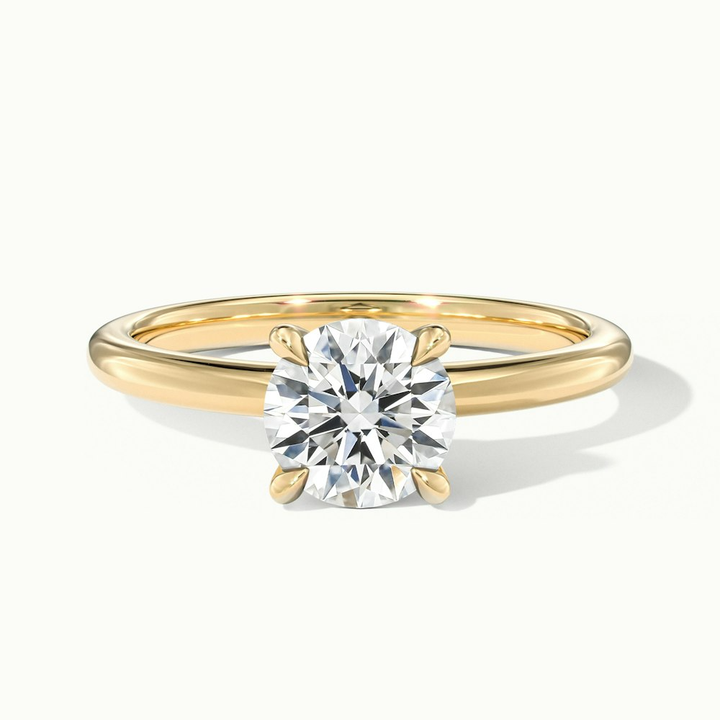 Diana 1 Carat Round Solitaire Lab Grown Diamond Ring in 10k Yellow Gold