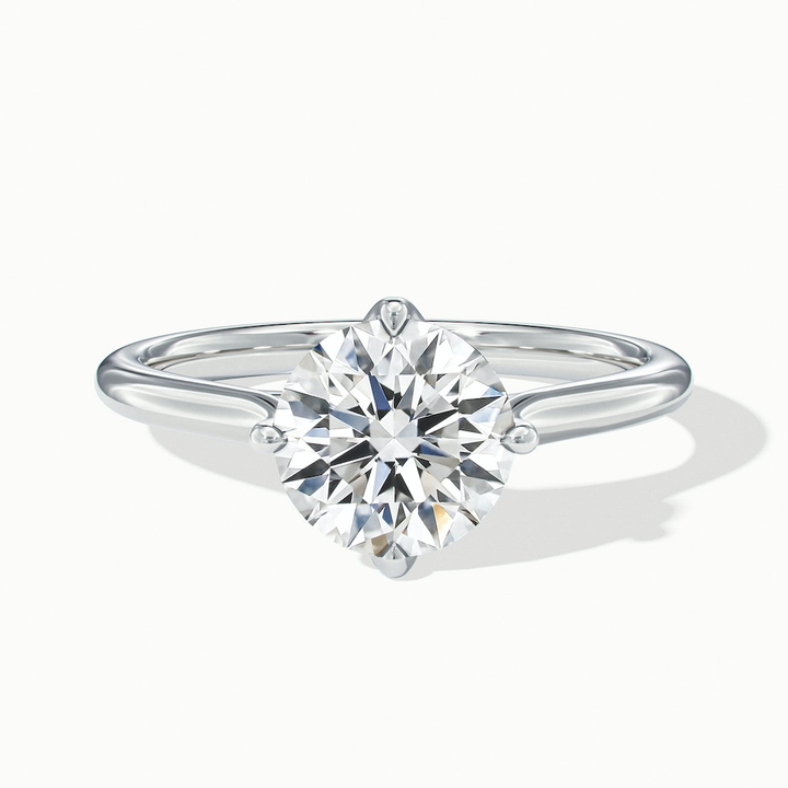 Tia 3 Carat Round Cut Solitaire Lab Grown Engagement Ring in 10k White Gold