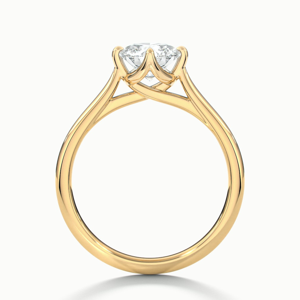 Tia 3 Carat Round Cut Solitaire Lab Grown Engagement Ring in 10k Yellow Gold