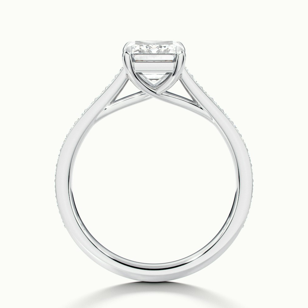 Enni 5 Carat Emerald Cut Solitaire Pave Moissanite Diamond Ring in Platinum