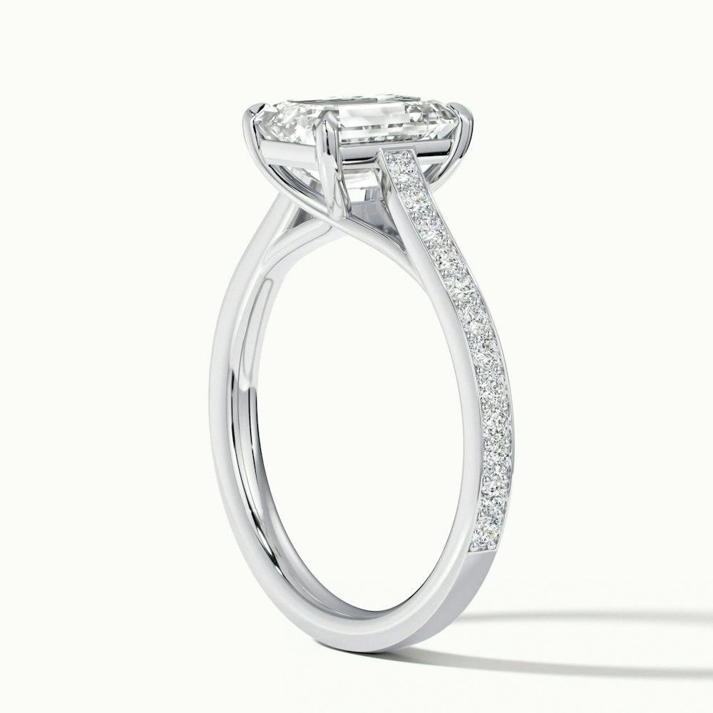 Faye 5 Carat Emerald Cut Solitaire Pave Lab Grown Engagement Ring in Platinum