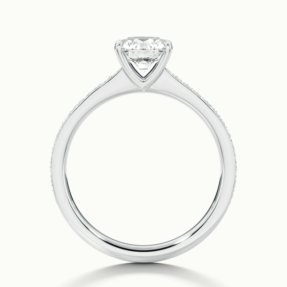 Elma 3 Carat Round Cut Solitaire Pave Moissanite Diamond Ring in 10k White Gold