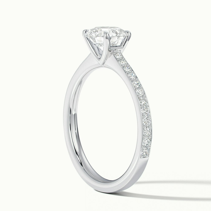 Elma 1 Carat Round Cut Solitaire Pave Moissanite Diamond Ring in Platinum