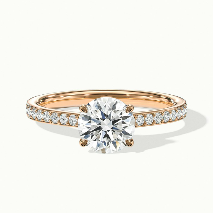 Elma 1 Carat Round Cut Solitaire Pave Moissanite Diamond Ring in 10k Rose Gold