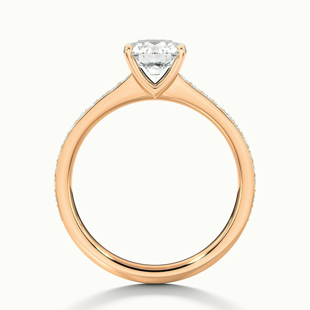Elma 1.5 Carat Round Cut Solitaire Pave Moissanite Diamond Ring in 10k Rose Gold