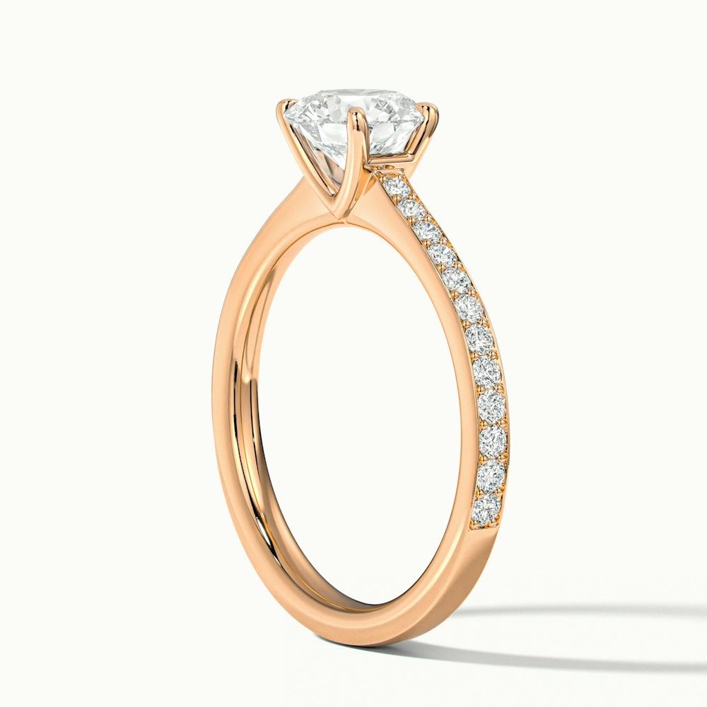 Elma 1 Carat Round Cut Solitaire Pave Moissanite Diamond Ring in 10k Rose Gold