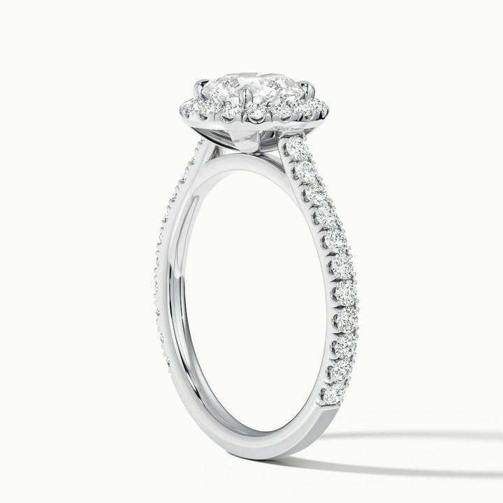 Ava 3 Carat Round Halo Pave Lab Grown Engagement Ring in 10k White Gold