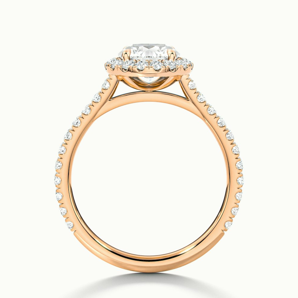 Pearl 1 Carat Round Halo Pave Moissanite Diamond Ring in 10k Rose Gold