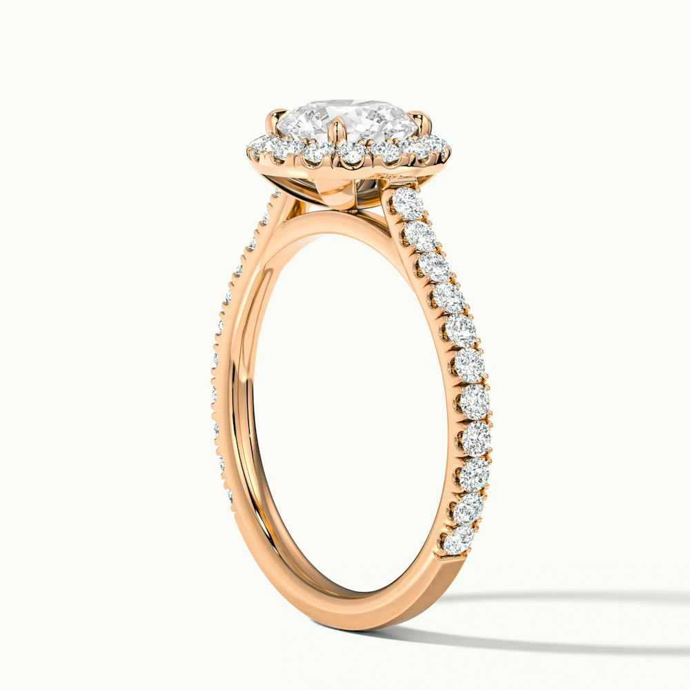 Ava 5 Carat Round Halo Pave Lab Grown Engagement Ring in 18k Rose Gold