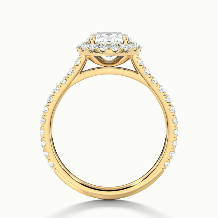 Ava 5 Carat Round Halo Pave Lab Grown Engagement Ring in 14k Yellow Gold