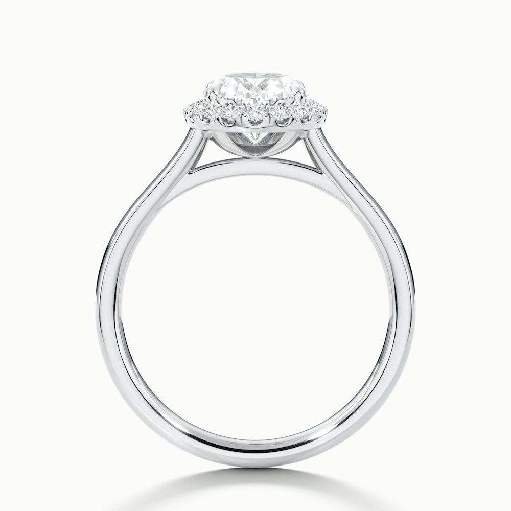 Mira 3 Carat Oval Halo Lab Grown Engagement Ring in 10k White Gold