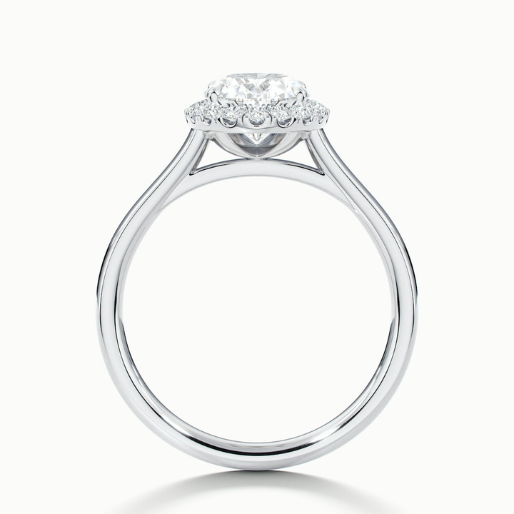 Sofia 1 Carat Oval Halo Moissanite Diamond Ring in 14k White Gold