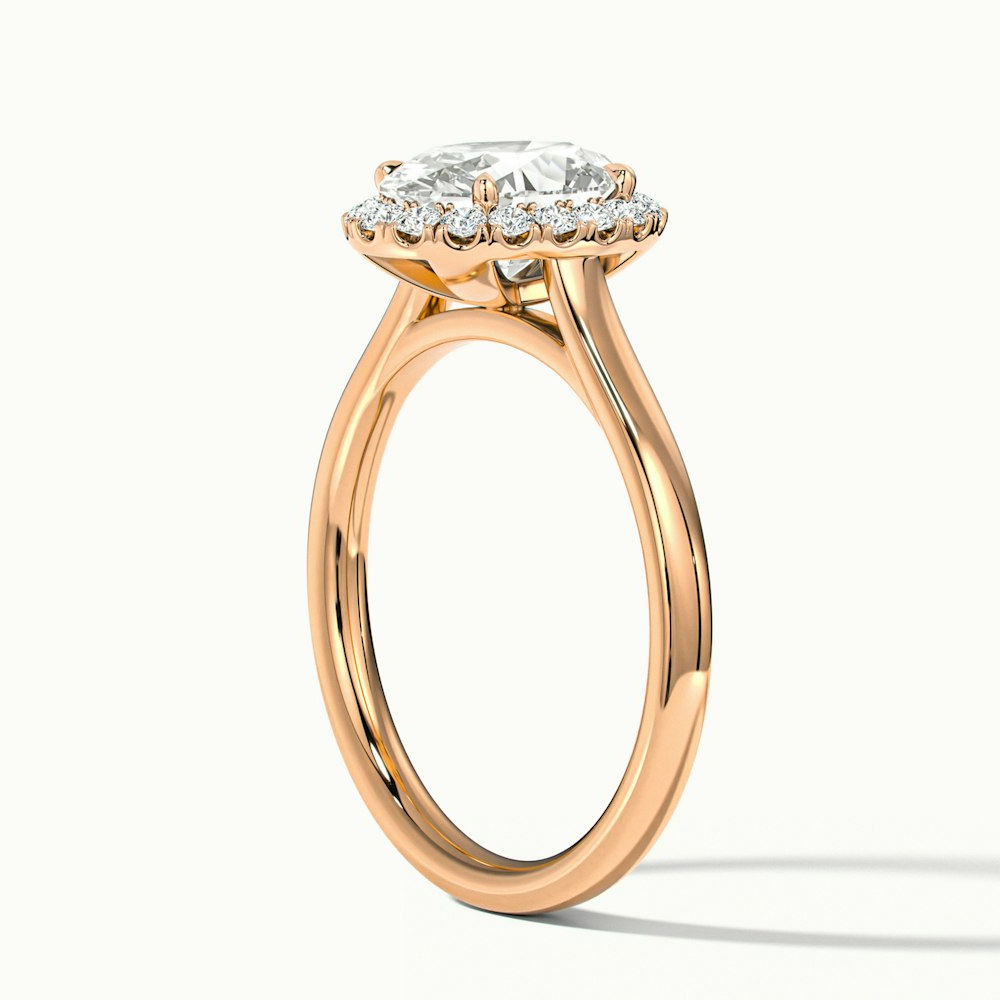 Mira 1 Carat Oval Halo Lab Grown Engagement Ring in 14k Rose Gold