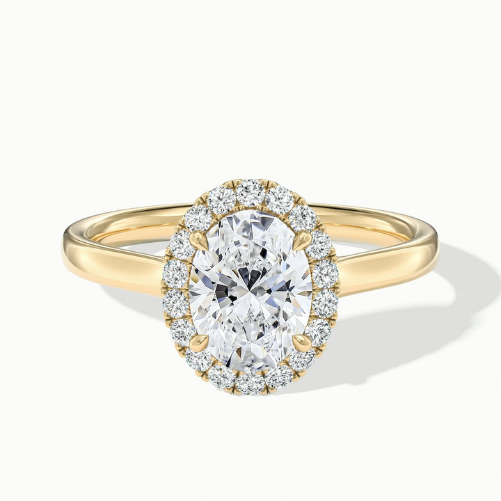 Sofia 1 Carat Oval Halo Moissanite Diamond Ring in 14k Yellow Gold