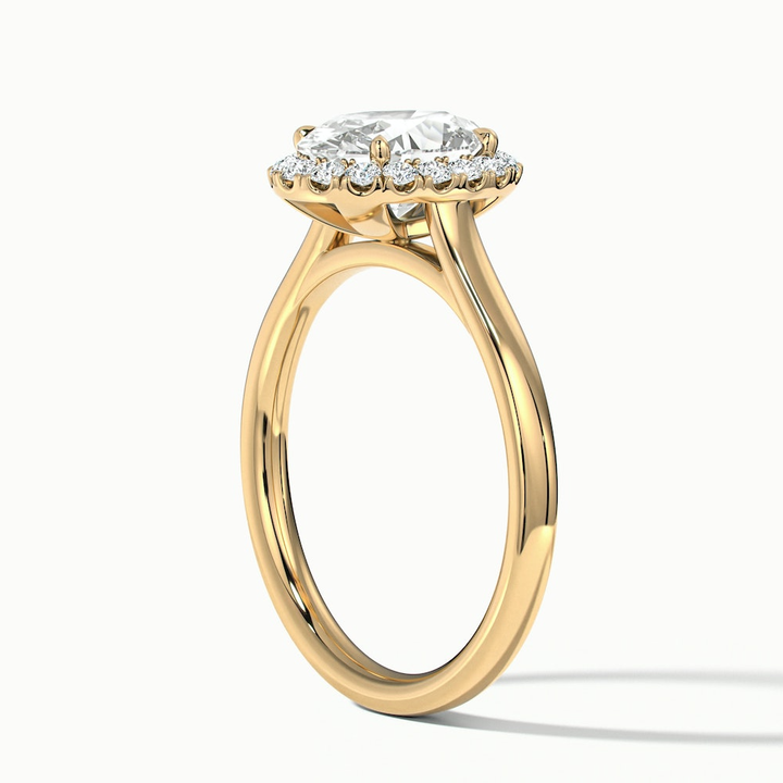 Mira 3 Carat Oval Halo Lab Grown Engagement Ring in 10k Yellow Gold