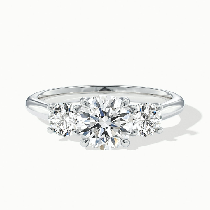 Lyra 3 Carat Round 3 Stone Lab Grown Engagement Ring in 10k White Gold